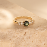 Double Orbit 0.74ct Round Green Sapphire