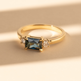 East-West Orbit 1.05ct Emerald-Cut Blue Sapphire
