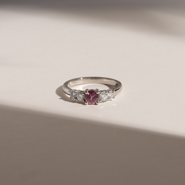 Pink Sapphire & Diamond Five Stone Ring in Platinum