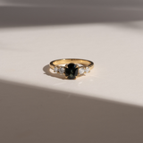 Oval Green Sapphire & Diamond Five Stone Ring