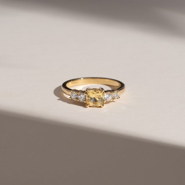 Yellow Sapphire & Diamond Five Stone Ring