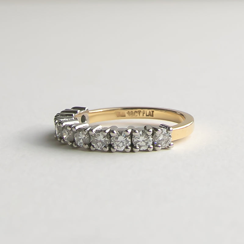 Double Claw Diamond Wedding Band in 18ct Yellow Gold and Platinum