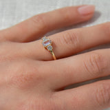 Pink Emerald Cut Sapphire with Diamonds in Yellow Gold