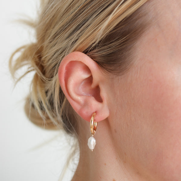 Baroque Pearl Hoops