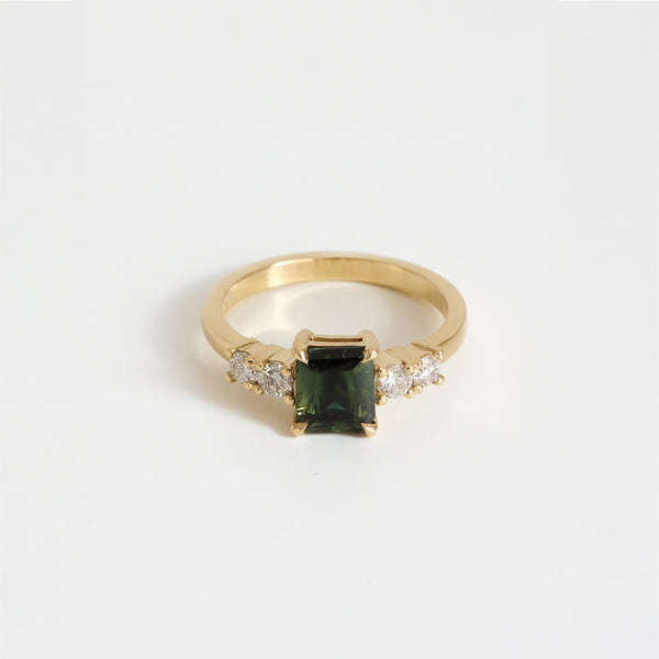 Emerald Cut Sapphire & Diamond Five Stone Ring