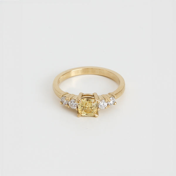 Yellow Sapphire & Diamond Five Stone Ring