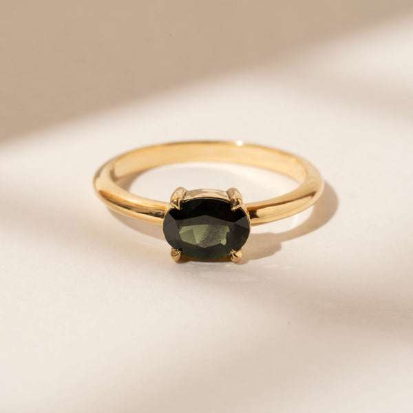 East-West 1.21ct Oval Green Sapphire