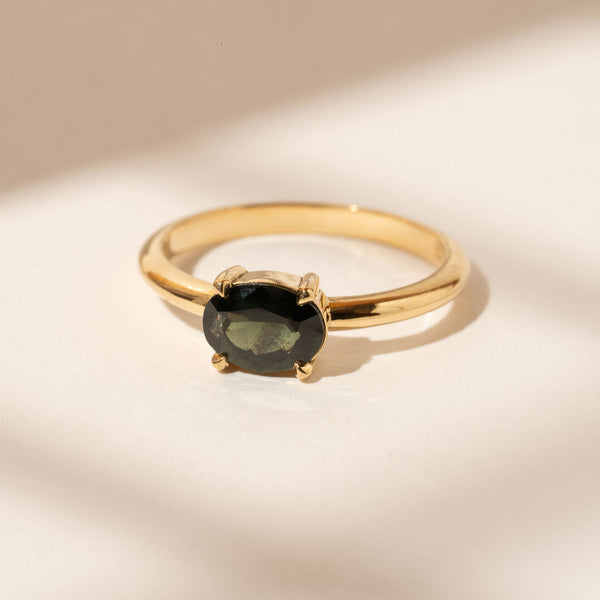 East-West 1.21ct Oval Green Sapphire