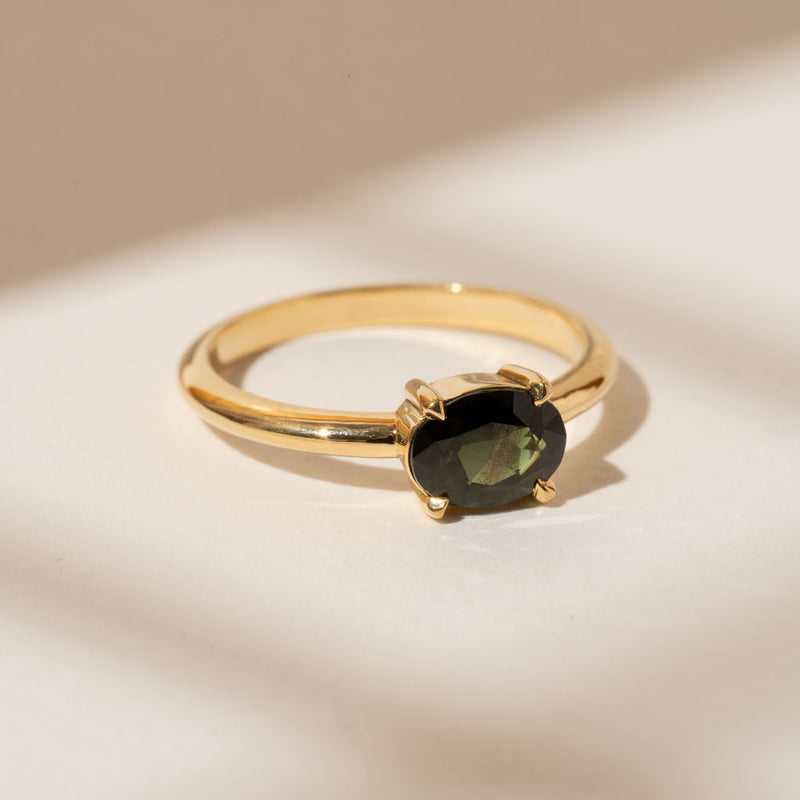 East-West 1.21ct Oval Green Sapphire