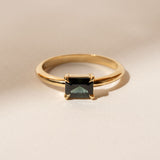 East-West 0.96ct Emerald Cut Teal Sapphire