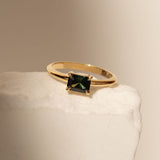 East-West 0.96ct Emerald Cut Teal Sapphire