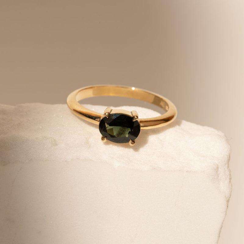 East-West 1.21ct Oval Green Sapphire