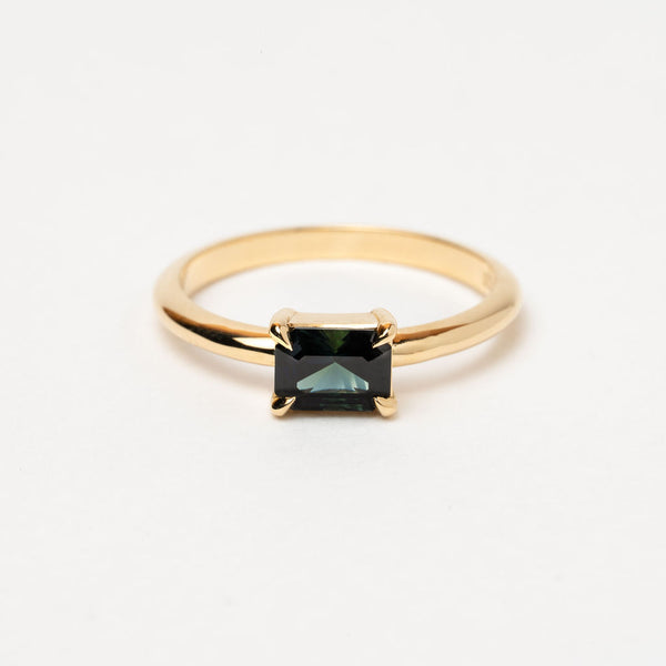 East-West 0.96ct Emerald Cut Teal Sapphire