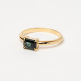 East-West 0.96ct Emerald Cut Teal Sapphire