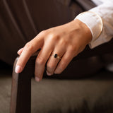 Green Sapphire & Bezel Set Diamond Mismatch Ring