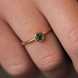 Round Bezel Set Green Sapphire