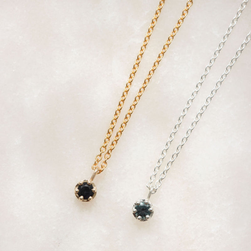 Round Claw Set Sapphire Necklace