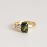 Parti Emerald Cut Sapphire with Diamonds in 18ct Yellow Gold