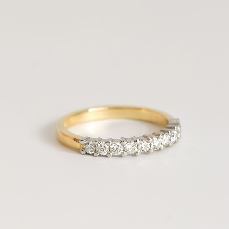 Single Claw Diamond Wedding Band in 18ct Yellow Gold and Platinum