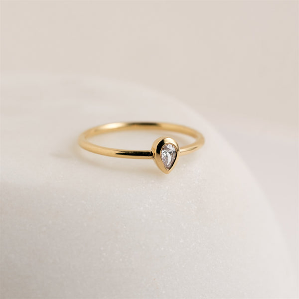 Mini Pear Diamond Ring