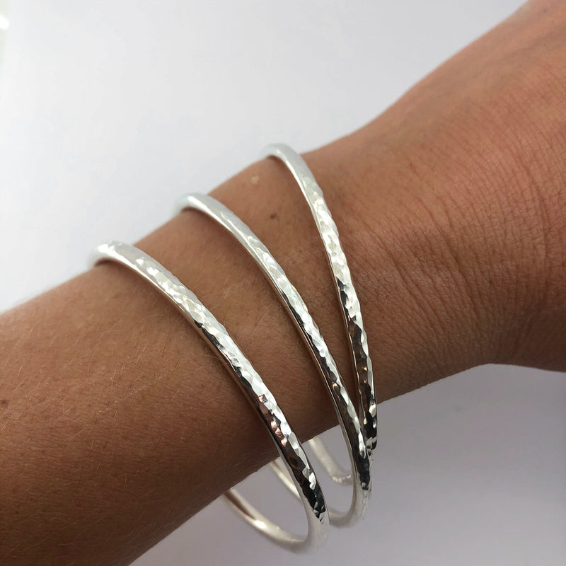 Hammered Silver Bangle