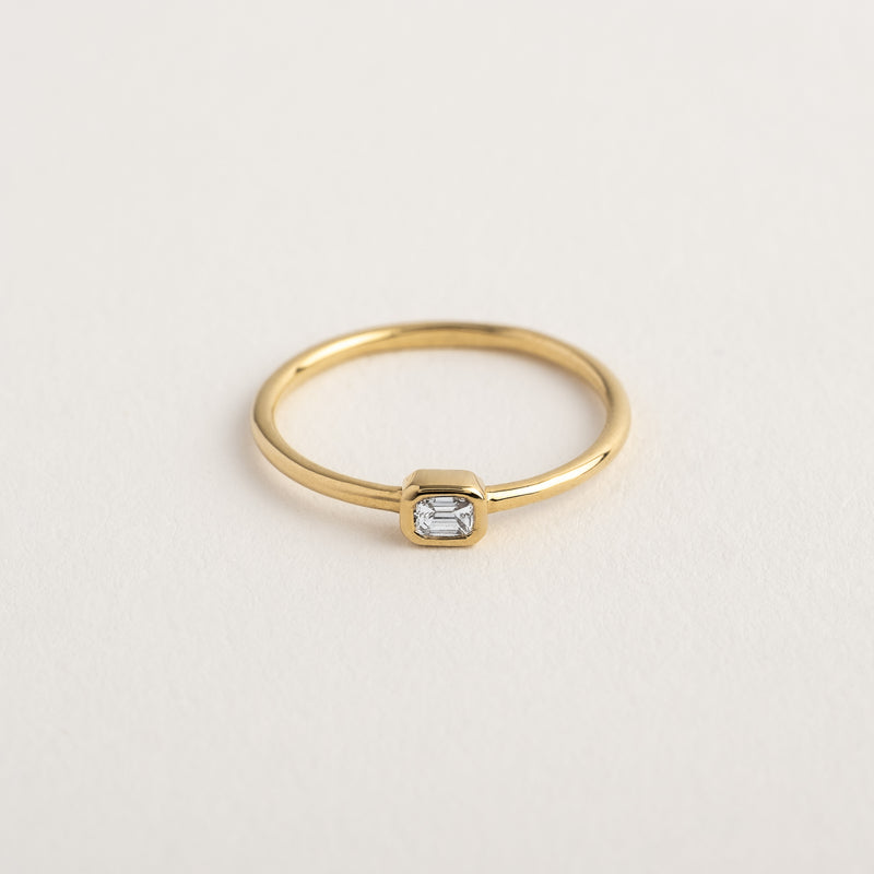 Mini Emerald Cut Diamond Ring