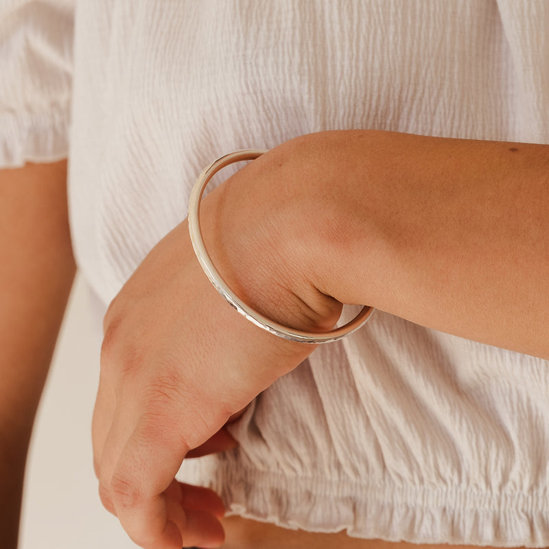 Hammered Silver Bangle